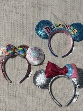 Disney Parks Attraction Ears Bundle 3 Pairs Disneyland, Epcot, & Small World